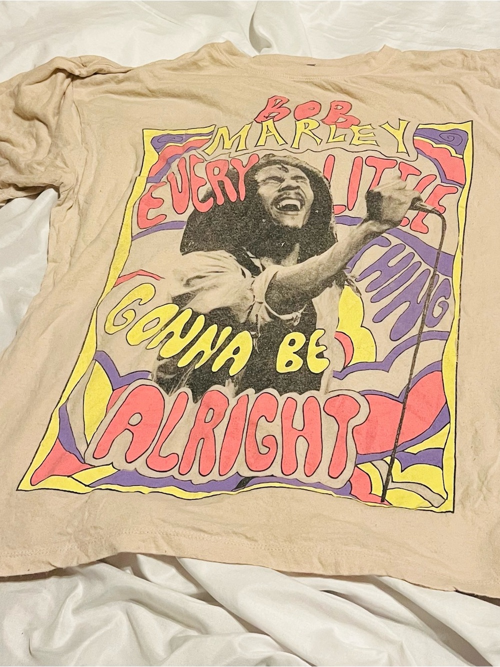 Bob Marley Every Little Thing Gonna Be Alright T-Shirt Tan Size  XL